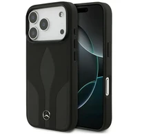 Dėklas Mercedes Leather The Move MagSafe skirtas Apple iPhone 17 Pro juodos spalvos