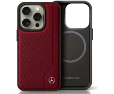Mercedes MEHMP16L23RBGVR Apple iPhone 16 Pro 6.3″ red kietas dėklas MB Wood Imitation Leather MagSafe