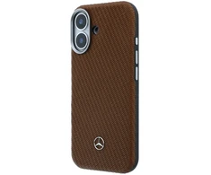 Mercedes Benz Mercedes PU odos pusiau apgaubiantis telefono dėklas su MagSafe palaikymu iPhone 17 rudas
