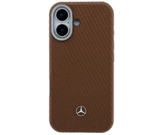 Mercedes Benz Mercedes PU odos pusiau apgaubiantis telefono dėklas su MagSafe palaikymu iPhone 17 rudas