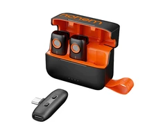 2x belaidis mikrofonas + įkrovimas Dėklas 2tx 1rx Hohem / Mic-01 / USB-c Type-c