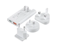 Mini kelioninis sieninis įkroviklis Choetech PD6011 PD65W GaN plonas USB-A+C (baltas)
