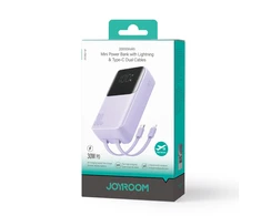 Joyroom JR-PBC07 20000mAh 30W mini power bank su USB-C and Lightning kabeliss - violetinės spalvos