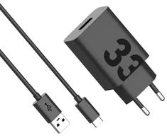 Motorola TurboPower travel charger | 33W | USB-A | with USB-C cable included | juodas