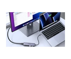 Adapteris Ugreen CM511 USB-C to HDMI 1.4 + 3xUSB-A + USB-C PD100W pilkas