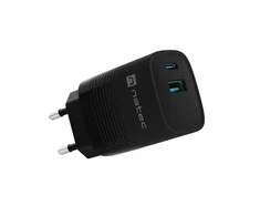 Įkroviklis - NATEC RIBERA GAN 30W USB-A + USB-C Greitas Įkroviklis Juodas