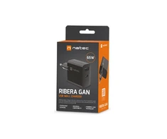 Įkroviklis - Natec Ribera Gan 65W, Juodas