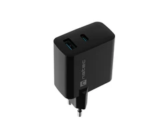 Įkroviklis - Natec Ribera Gan 65W, Juodas