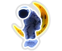 Lubinis šviestuvas Neoninė Beline šviesa Astronautas Mėnulyje