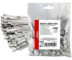 Nerūdijančio plieno metaliniai kabelių raiščiai 4,6x100 mm 100 vnt. amio-04319
