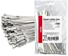 Nerūdijančio plieno metaliniai kabelių raiščiai 4,6x150 mm 100 vnt. amio-04320