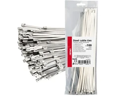 Nerūdijančio plieno metaliniai kabelių raiščiai 4,6x300 mm 100 vnt. amio-04323