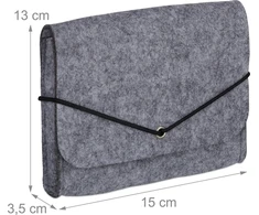 Springos Veltinis dėklas su elastine juostele 15x13 cm pilkas