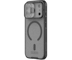„Nillkin CamShield PRO Magnetic“ kietas dėklas, skirtas „Apple iPhone 17 Pro“, permatomas juodas