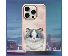 Nimmy Apple iPhone 16 Pro 6.3 dėklas telefonui rožinės spalvos Big Eyed Pet 2.0 Cat