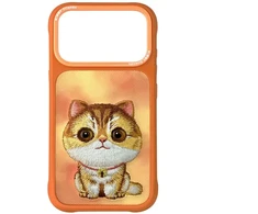 „Nimmy Big Eyed Pet 2.0“ katino formos dėklas, skirtas „iPhone 17 Pro“ - oranžinis