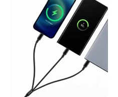 OBAL:ME 3in1 AllConnect greito įkrovimo USB-A/USB-C, Lightning, Micro-USB kabelis 1.2m juodos spalvos