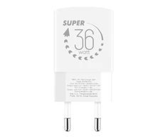 OBAL:ME GaN laidinis įkroviklis USB-A + USB-C 36W baltos spalvos