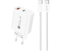 Oem A6MaxL kelioninis įkroviklis | 20W | USB-C, USB-A | su USB-C kabeliu | balta