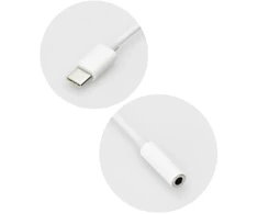 Oem Adapteris AUX Type C (male) to Jack 3,5 mm (female) baltas