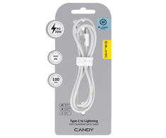 Oem Blavec Cable Candy braided – Type C to Lightning – PD 20W 2,4A 1 metre Apple CarPlay (CCA-CL24W10) baltas