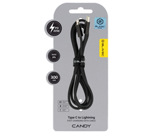 Oem Blavec Cable Candy braided – Type C to Lightning – PD 20W 2,4A 3 metres Apple CarPlay (CCA-CL24B30) juodas