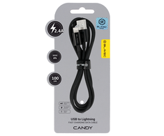 Oem Blavec Cable Candy braided – USB to Lightning – 2,4A 1 metre Apple CarPlay (CCA-UL24B10) juodas