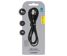 Oem Blavec Cable Candy braided – USB to Type C – PD 60W 3A 1 metre Apple CarPlay/Android Auto (CCA-UC3B10) juodas