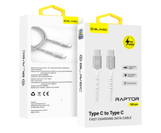 Oem Blavec Kabelis Raptor pintas – Typ C į Typ C – PD 100W 5A 1 m Apple CarPlay/Android Auto (CRA-CC5WS10) baltos ir sidabro spalvos