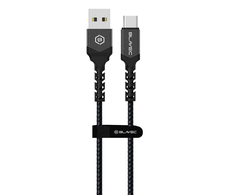 Blavec kabelis Raptor braided – USB į Type C – PD 66W 6A 1 metras (CRA-UC6BG10) juodos spalvos-pilkos spalvos