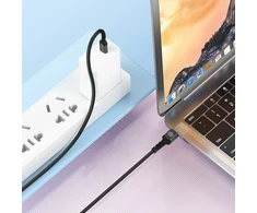 Blavec Kabelis Raptor pintas – USB į Typ C – 2A 3 metry Apple CarPlay/Android Auto (CRA-UC2BG30) juodos ir pilkos spalvos