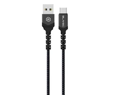 Blavec kabelis Raptor braided – USB į Type C – 3A 0,5 meters (CRA-UC3BG05) juodos spalvos-pilkos spalvos