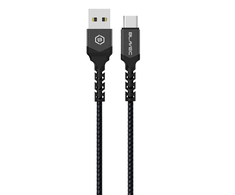 Blavec kabelis Raptor braided – USB į Type C – 3A 2 metras (CRA-UC3BG20) juodos spalvos-pilkos spalvos
