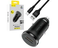 Blavec Automobilinis įkroviklis BS-01A-C Road – USB – QC 3.0 18W su USB į Type C kabeliu (CCBS01ACR-UB) juodos spalvos