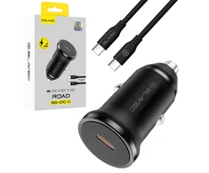 Blavec Automobilinis įkroviklis BS-01C-C Road – Type C – PD 20W su Type C į Type C kabeliu (CCBS01CCR-CB) juodos spalvos
