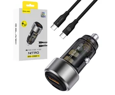 Blavec Automobilinis įkroviklis BS-05B-C Nitro – USB + Type C – QC 3.0 18W PD 65W su Type C į Type C kabeliu (CCBS05BCN-UCB) juodos spalvos