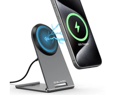 Oem Blavec belaidis įkroviklis BQI-01 Qi2 15W magnetic Magsafe + Raptor cable type C to type C (BQI01-QI2MS) sidabro spalvos