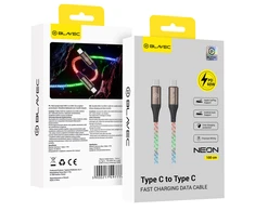 Blavec Kabelis Neon – TYP C į Typ C – PD 60W 3A 1 m. (CNE-CC3L1) su RGB
