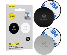 Oem Blavec magnetinio laikiklio plokštelė BM-03 rinkinys 2 vnt apvali (40mm) juodos ir sidabro spalvos