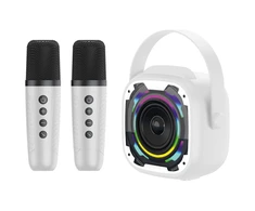 Blavec nešiojama bluetooth kolonėlė WS-08 Karaoke Idol – 8W su 2 mikrofonais (WS08-2MW) baltos spalvos