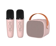Blavec nešiojama bluetooth kolonėlė WS-07 Karaoke Party – 5W su 2 mikrofonais (WS07-2MP) rožinės spalvos