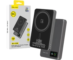 Riposo Blavec Power Bank 10000mAh BJ-03 Slim 13,5mm – Type C – 22,5W magnetic Magsafe 3 in 1 (PBBJ03-MC10G) pilkos spalvos