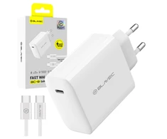 Blavec Wall charger BC-8 GaN4 – Type C – PD QC 65W 3A with Type C to Type C cable (TCBC8G4-CW653A+CC) baltas