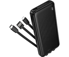 Oem Borofone Power Bank 10000mAh BJ79 Clever - USB - su Type C ir Lightning kabeliais juodos spalvos