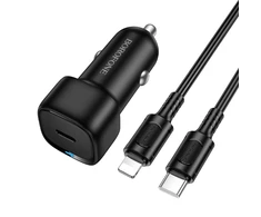 Oem Borofone Car charger BZ34A Cloud – Type C – PD 20W with Type C to Lightning juodas