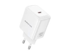 Borofone Įkroviklis jungiama į tinklą BN33 Fuente GaN Typ C – QC3.0 PD 40W baltos spalvos