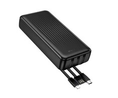 Borofone Power Bank 20000mAh BJ79A Clever - USB - su Type C ir Lightning kabeliais juodos spalvos