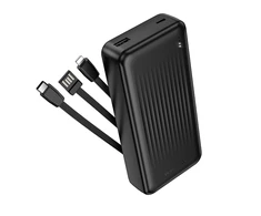 Borofone Power Bank 20000mAh BJ79A Clever - USB - su Type C ir Lightning kabeliais juodos spalvos
