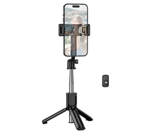 Borofone Selfie Stick BY14 Graceful bluetooth with tripod and remote control juodos spalvos
