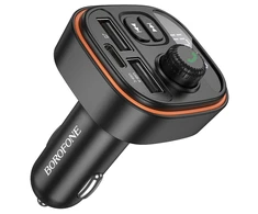 Borofone Transmiter FM BC59 Heroic MP3, Bluetooth – 2xUSB + Typ C – juodos spalvos